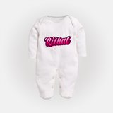 Tiny Name Big Style | Personalized Sleep Suit / Full Sleeve Bodysuit for Babies - WHITE - New Born (Chest 7.5")