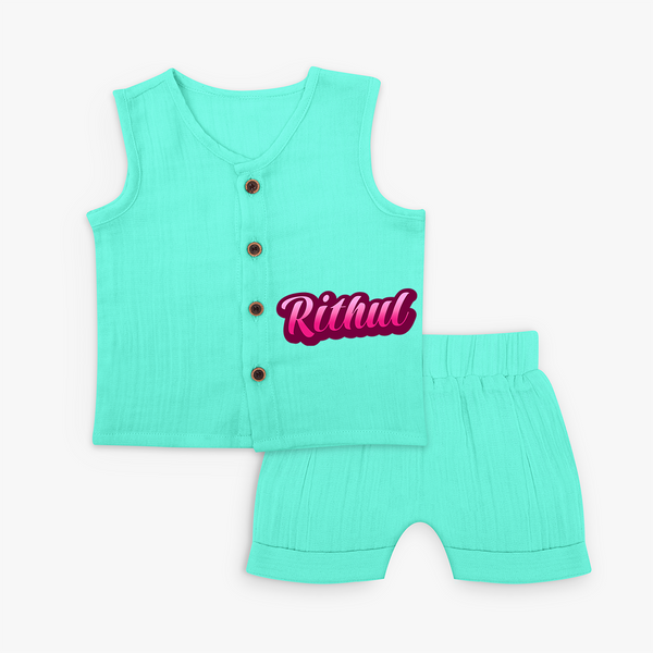 Name-Printed Jabla Outfits for Your Little Star - AQUA GREEN - 0 - 3 Months Old (Chest 9.8")