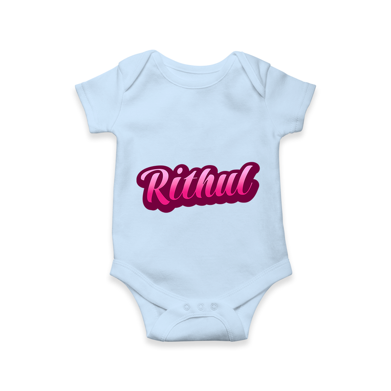 Name-Printed Romper Outfits for Your Little Star - BABY BLUE - 0 - 3 Months Old (Chest 16")