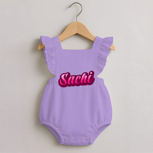 Tiny Name Big Style | Personalized Romper Frock for Babies - LILAC - 0 - 3 Months Old (Chest 19")