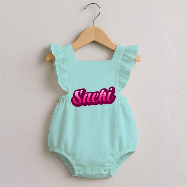 Tiny Name Big Style | Personalized Romper Frock for Babies - MINT GREEN - 0 - 3 Months Old (Chest 19")