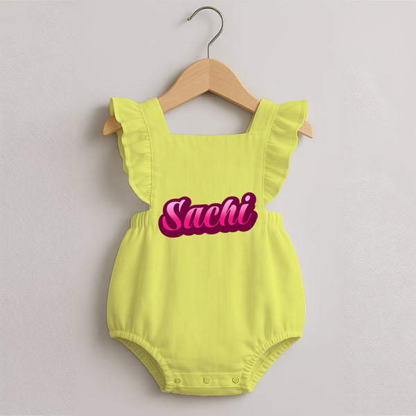 Tiny Name Big Style | Personalized Romper Frock for Babies - PASTEL YELLOW - 0 - 3 Months Old (Chest 19")