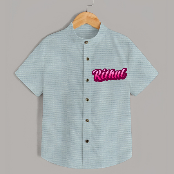 Tiny Name Big Style | Personalized Shirt for Babies - ARCTIC BLUE - 0 - 6 Months Old (Chest 23")