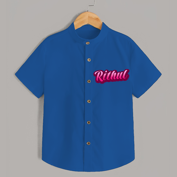 Tiny Name Big Style | Personalized Shirt for Babies - COBALT BLUE - 0 - 6 Months Old (Chest 23")