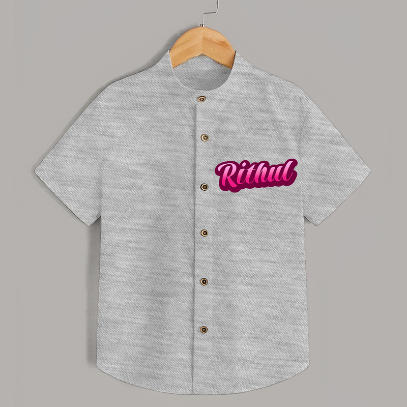 Tiny Name Big Style | Personalized Shirt for Babies - GREY - 0 - 6 Months Old (Chest 23")