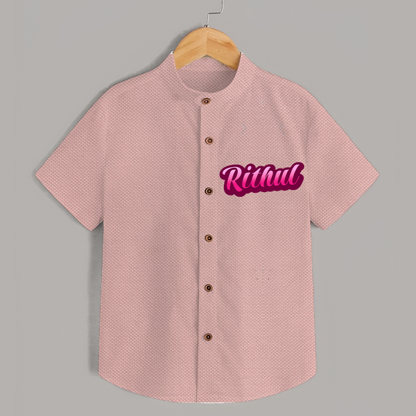 Tiny Name Big Style | Personalized Shirt for Babies - PEACH - 0 - 6 Months Old (Chest 23")