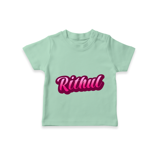 Tiny Name Big Style | Personalized T-Shirt for Babies - MINT GREEN - 0-5 Months Old (Chest 17")
