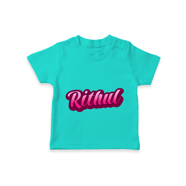 Tiny Name Big Style | Personalized T-Shirt for Babies - TEAL - 0-5 Months Old (Chest 17")