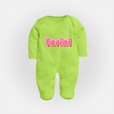 Little Legend Sleep Suit / Full Sleeve Bodysuit | Featuring Your Baby's Name with Love - LIME GREEN - New Born (Chest 7.5")