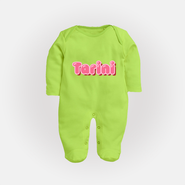 Little Legend Sleep Suit / Full Sleeve Bodysuit | Featuring Your Baby's Name with Love - LIME GREEN - New Born (Chest 7.5")