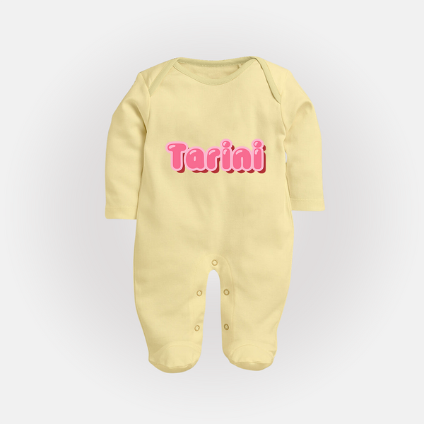 Little Legend Sleep Suit / Full Sleeve Bodysuit | Featuring Your Baby's Name with Love - PASTEL YELLOW - New Born (Chest 7.5")