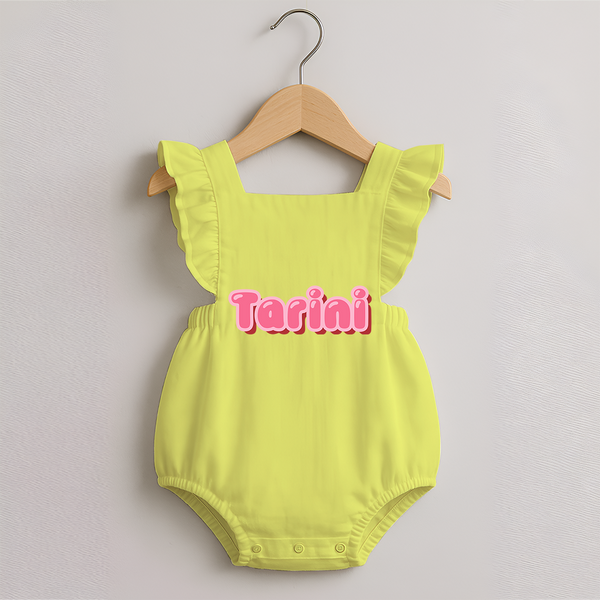Little Legend Romper Frock | Featuring Your Baby's Name with Love - PASTEL YELLOW - 0 - 3 Months Old (Chest 19")