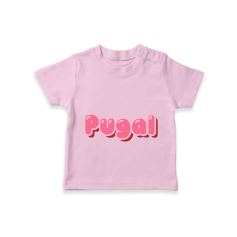 Delightful Custom Name Printed T-Shirt for Babies - PINK - 0-5 Months Old (Chest 17")