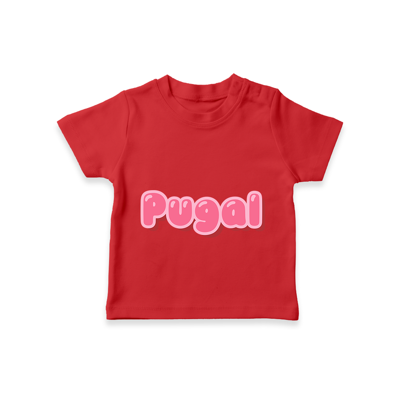 Delightful Custom Name Printed T-Shirt for Babies - RED - 0-5 Months Old (Chest 17")