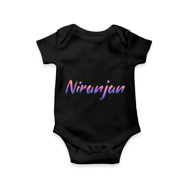 Baby's Name on Romper for a Unique Keepsake - BLACK - 0 - 3 Months Old (Chest 16")