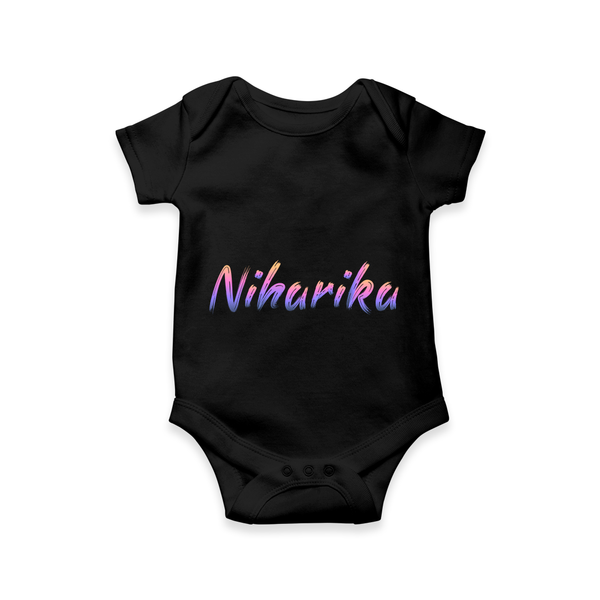 Personalized Name Romper / Onesie | Your Baby's Name in Every Stitch - BLACK - New Born (Chest 14")