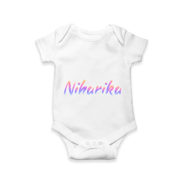 Personalized Name Romper / Onesie | Your Baby's Name in Every Stitch - WHITE - New Born (Chest 14")