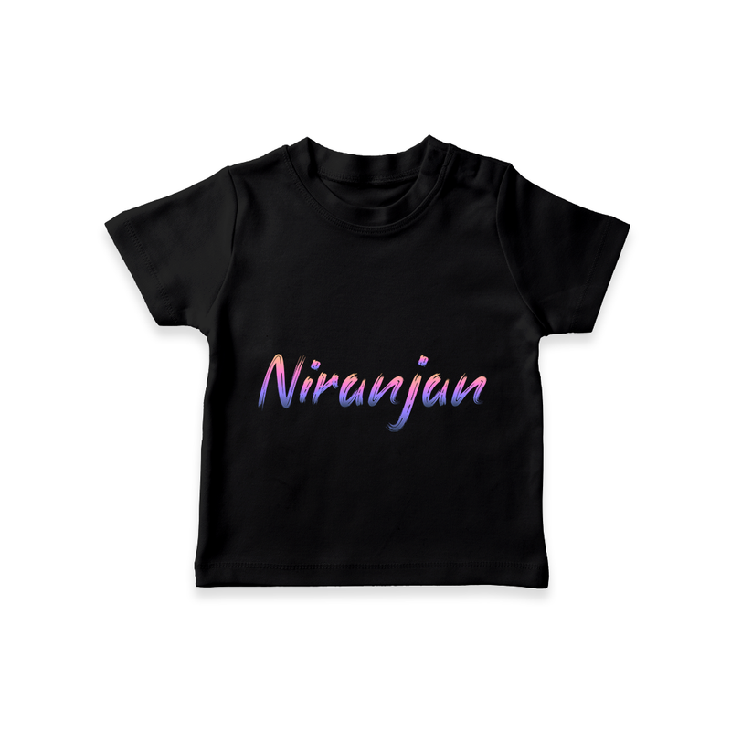 Baby's Name on T-Shirt for a Unique Keepsake - BLACK - 0-5 Months Old (Chest 17")