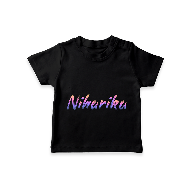 Personalized Name T-Shirt | Your Baby's Name in Every Stitch - BLACK - 0-5 Months Old (Chest 17")