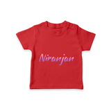 Baby's Name on T-Shirt for a Unique Keepsake - RED - 0-5 Months Old (Chest 17")