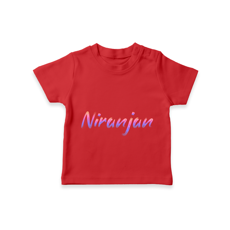 Baby's Name on T-Shirt for a Unique Keepsake - RED - 0-5 Months Old (Chest 17")