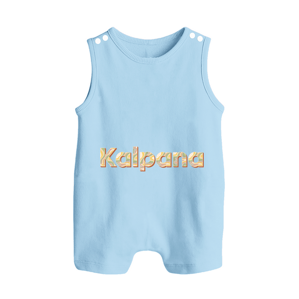 Cutest Romper Suit / Sleeveless Romper Ever | Personalized with Your Baby's Name - BABY BLUE - 0 - 5 Months Old (Chest 18")
