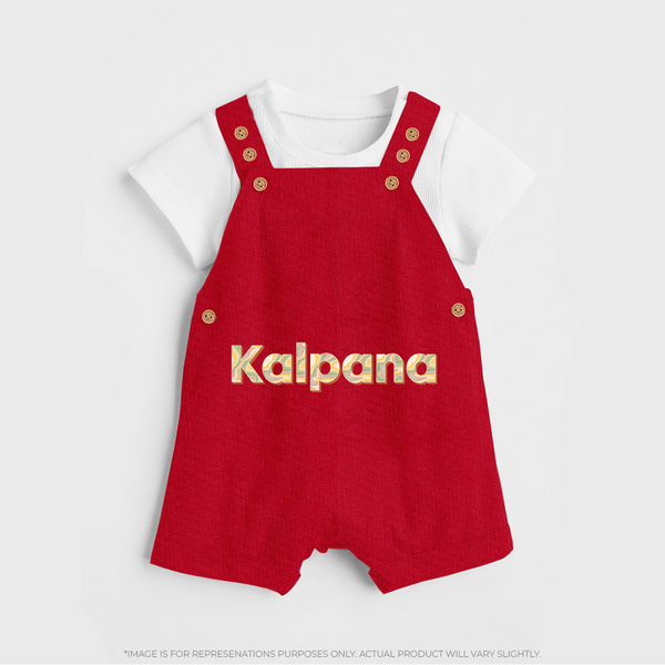 Cutest Dungaree Set Ever | Personalized with Your Baby's Name - RED - 0 - 5 Months Old (Chest 18")