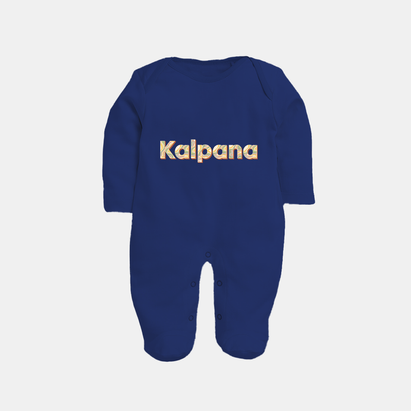 Cutest Sleep Suit / Full Sleeve Bodysuit Ever | Personalized with Your Baby's Name - NAVY BLUE - New Born (Chest 7.5")