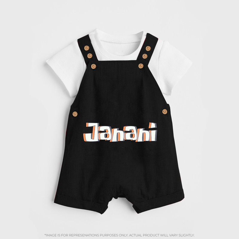 Custom Name Dungaree Set | Make It Personal and Adorable - BLACK - 0 - 5 Months Old (Chest 18")