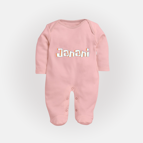 Custom Name Sleep Suit / Full Sleeve Bodysuit | Make It Personal and Adorable - BABY PINK - New Born (Chest 7.5")