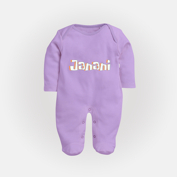 Custom Name Sleep Suit / Full Sleeve Bodysuit | Make It Personal and Adorable - LILAC - New Born (Chest 7.5")