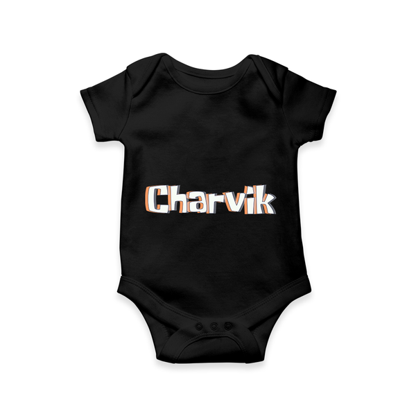 Personalized Baby Romper with Name Design - BLACK - 0 - 3 Months Old (Chest 16")