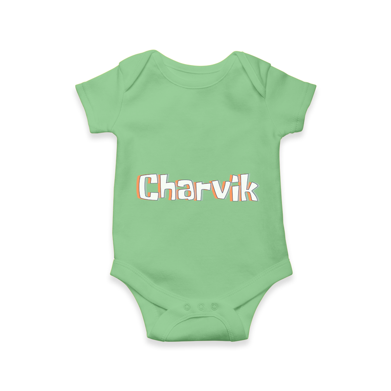 Personalized Baby Romper with Name Design - GREEN - 0 - 3 Months Old (Chest 16")