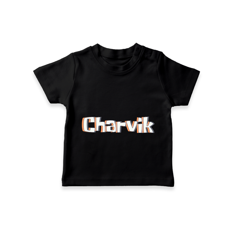 Personalized Baby T-Shirt with Name Design - BLACK - 0-5 Months Old (Chest 17")