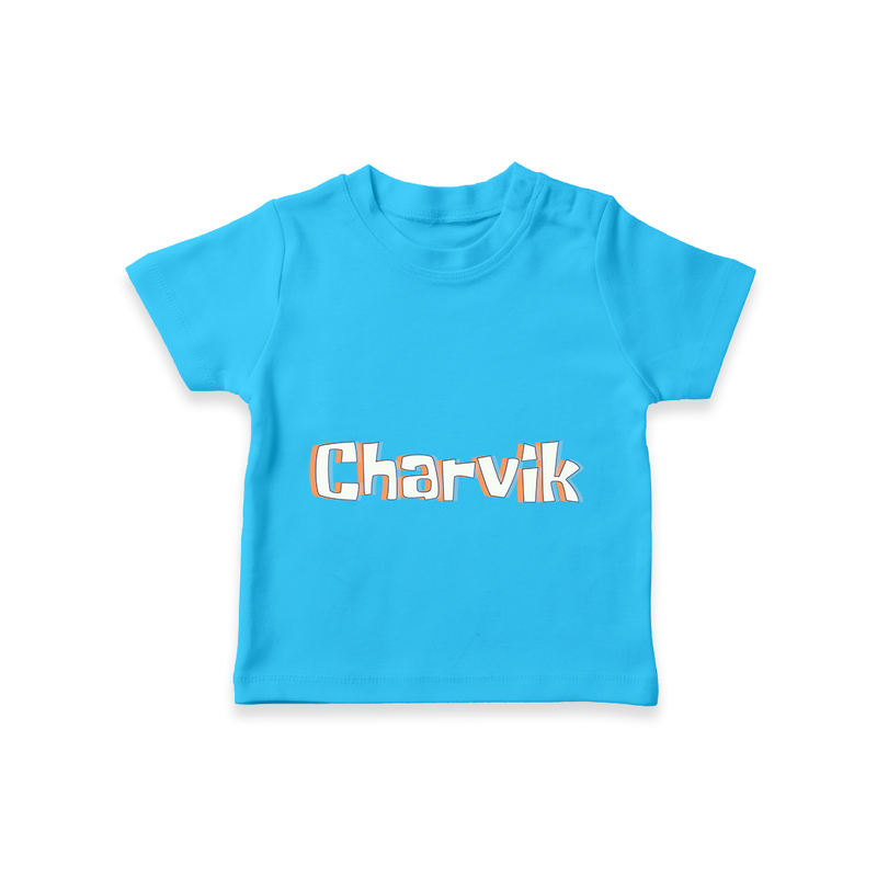 Personalized Baby T-Shirt with Name Design - SKY BLUE - 0-5 Months Old (Chest 17")