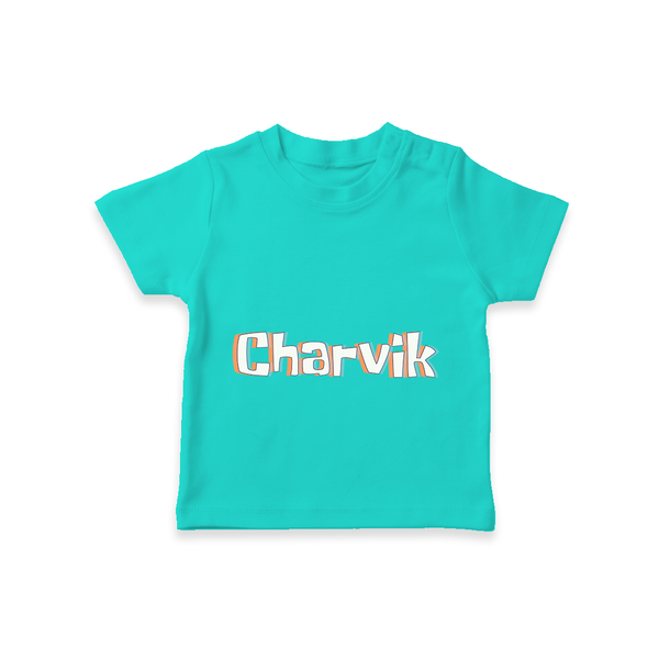 Personalized Baby T-Shirt with Name Design - TEAL - 0-5 Months Old (Chest 17")