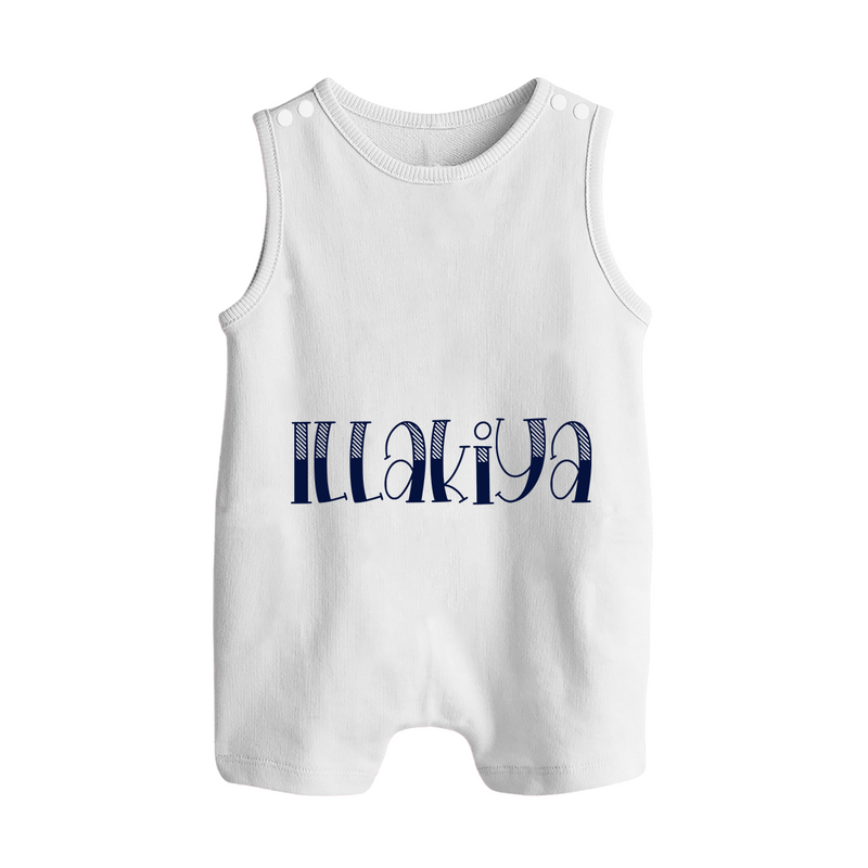 Name It and Wear It | Custom Romper Suit / Sleeveless Romper for Your Little One - WHITE - 0 - 5 Months Old (Chest 18")
