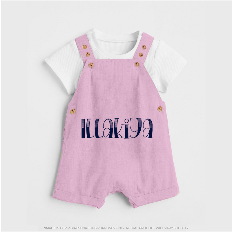 Name It and Wear It | Custom Dungaree Set for Your Little One - BABY PINK - 0 - 5 Months Old (Chest 18")
