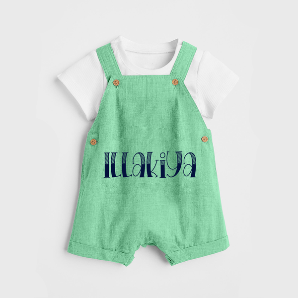 Name It and Wear It | Custom Dungaree Set for Your Little One - GREEN - 0 - 5 Months Old (Chest 18")