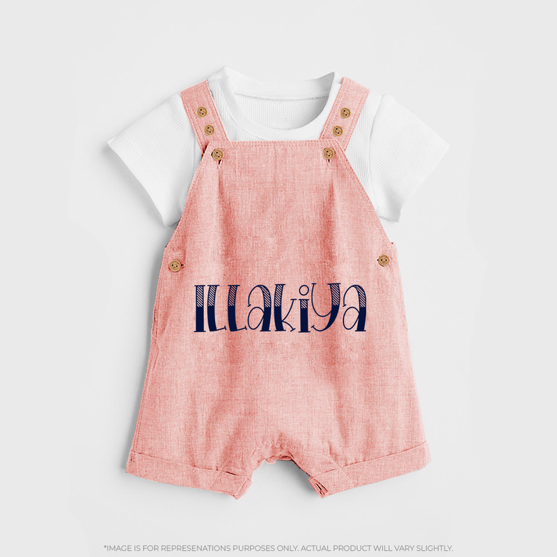 Name It and Wear It | Custom Dungaree Set for Your Little One - PEACH - 0 - 5 Months Old (Chest 18")