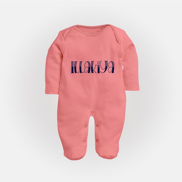 Name It and Wear It | Custom Sleep Suit / Full Sleeve Bodysuit for Your Little One - PEACH - New Born (Chest 7.5")