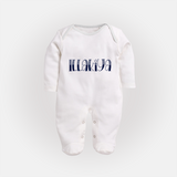 Name It and Wear It | Custom Sleep Suit / Full Sleeve Bodysuit for Your Little One - WHITE - New Born (Chest 7.5")