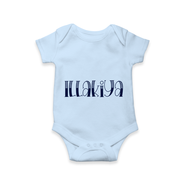 Name It and Wear It | Custom Romper / Onesie for Your Little One - BABY BLUE - New Born (Chest 14")