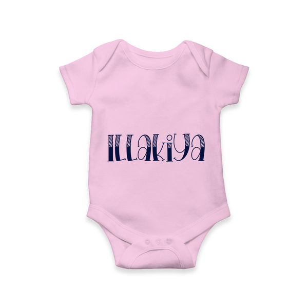 Name It and Wear It | Custom Romper / Onesie for Your Little One - BABY PINK - New Born (Chest 14")