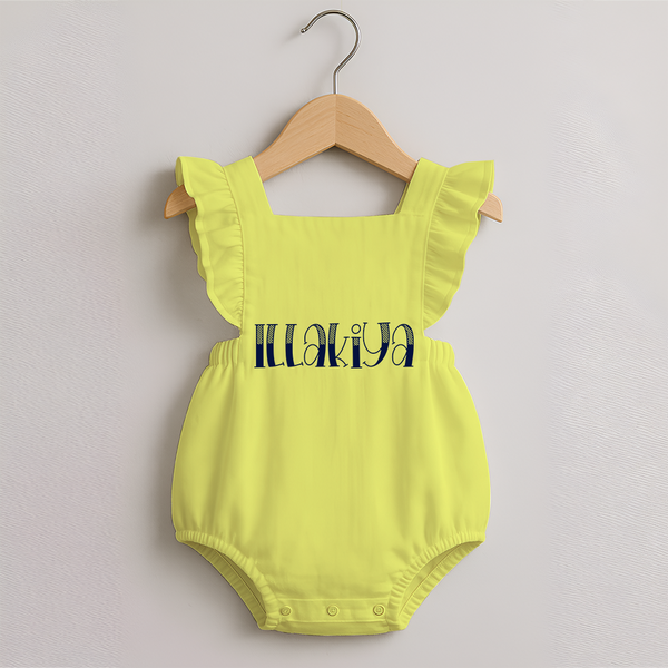 Name It and Wear It | Custom Romper Frock for Your Little One - PASTEL YELLOW - 0 - 3 Months Old (Chest 19")