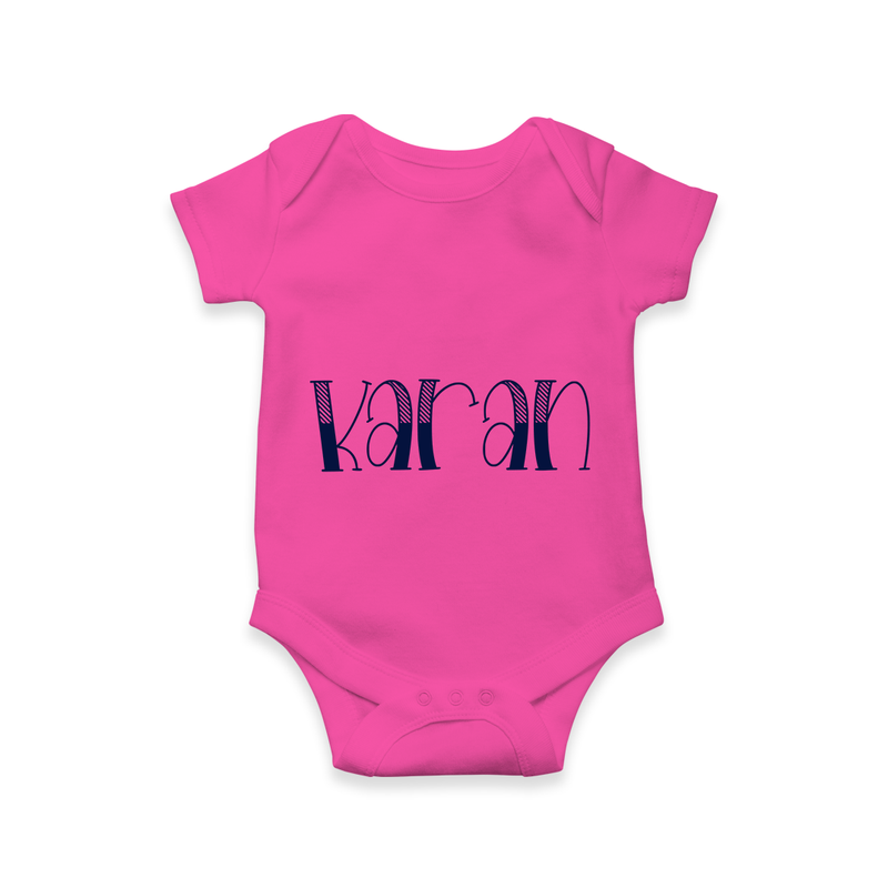 Specially Designed Name Printed Romper for Babies - HOT PINK - 0 - 3 Months Old (Chest 16")