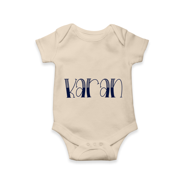 Specially Designed Name Printed Romper for Babies - IVORY - 0 - 3 Months Old (Chest 16")