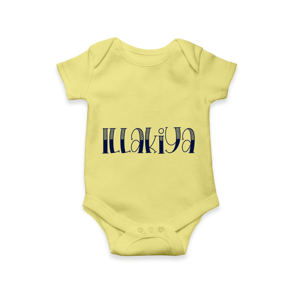 Name It and Wear It | Custom Romper / Onesie for Your Little One - PASTEL YELLOW - New Born (Chest 14")
