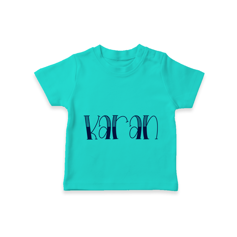 Specially Designed Name Printed T-Shirt for Babies - TEAL - 0-5 Months Old (Chest 17")