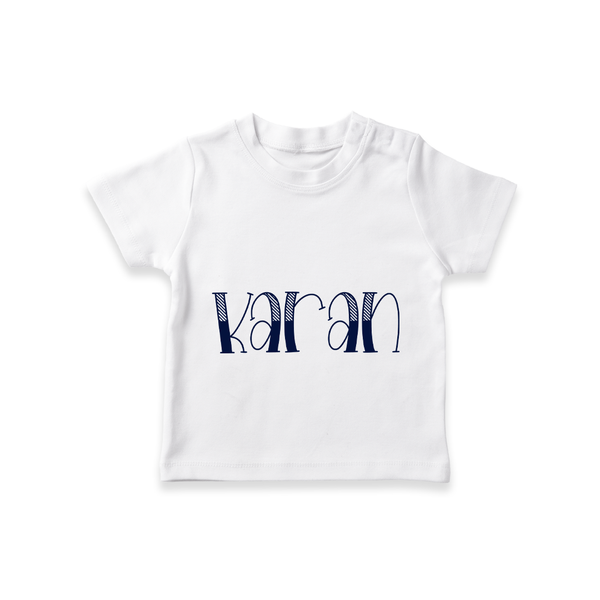 Specially Designed Name Printed T-Shirt for Babies - WHITE - 0-5 Months Old (Chest 17")